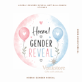Traktatiesticker 'Gender Reveal' (met ballonnen) | Ø 35 mm