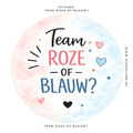 Traktatiesticker 'Team Roze of Blauw' | Ø 35 mm