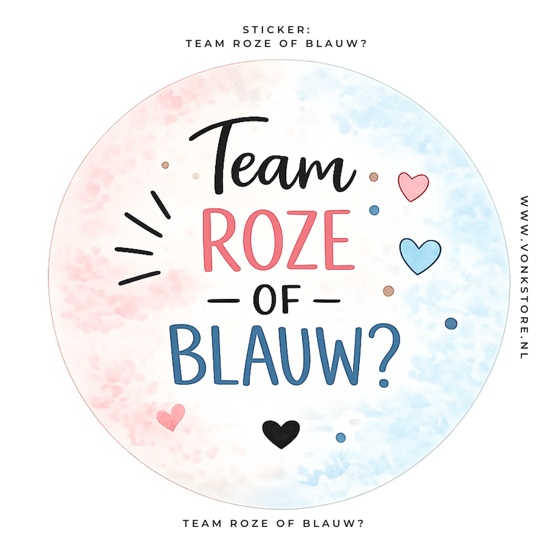 Traktatiesticker 'Team Roze of Blauw' | Ø 35 mm