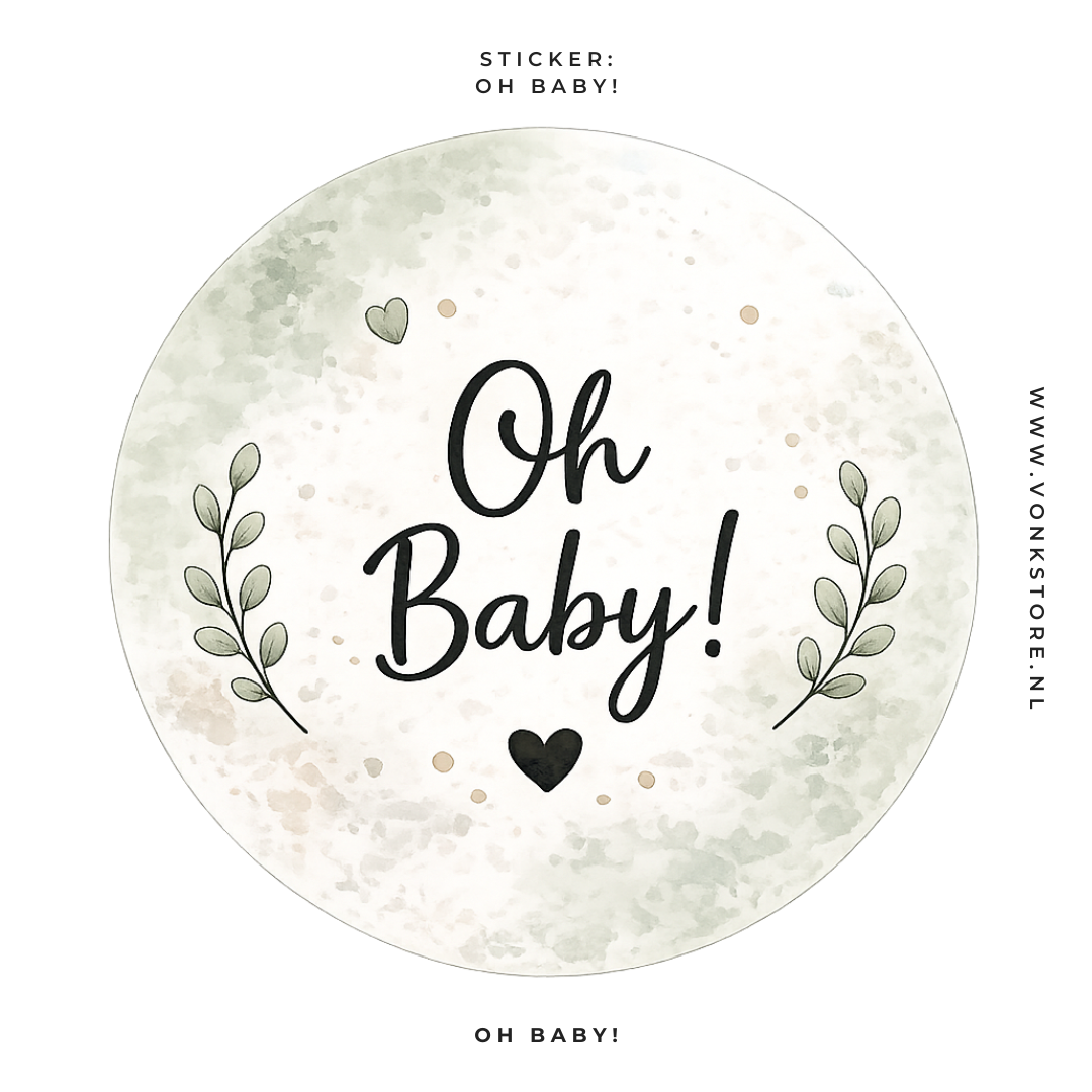 Traktatiesticker 'Oh Baby!' | Ø 35 mm