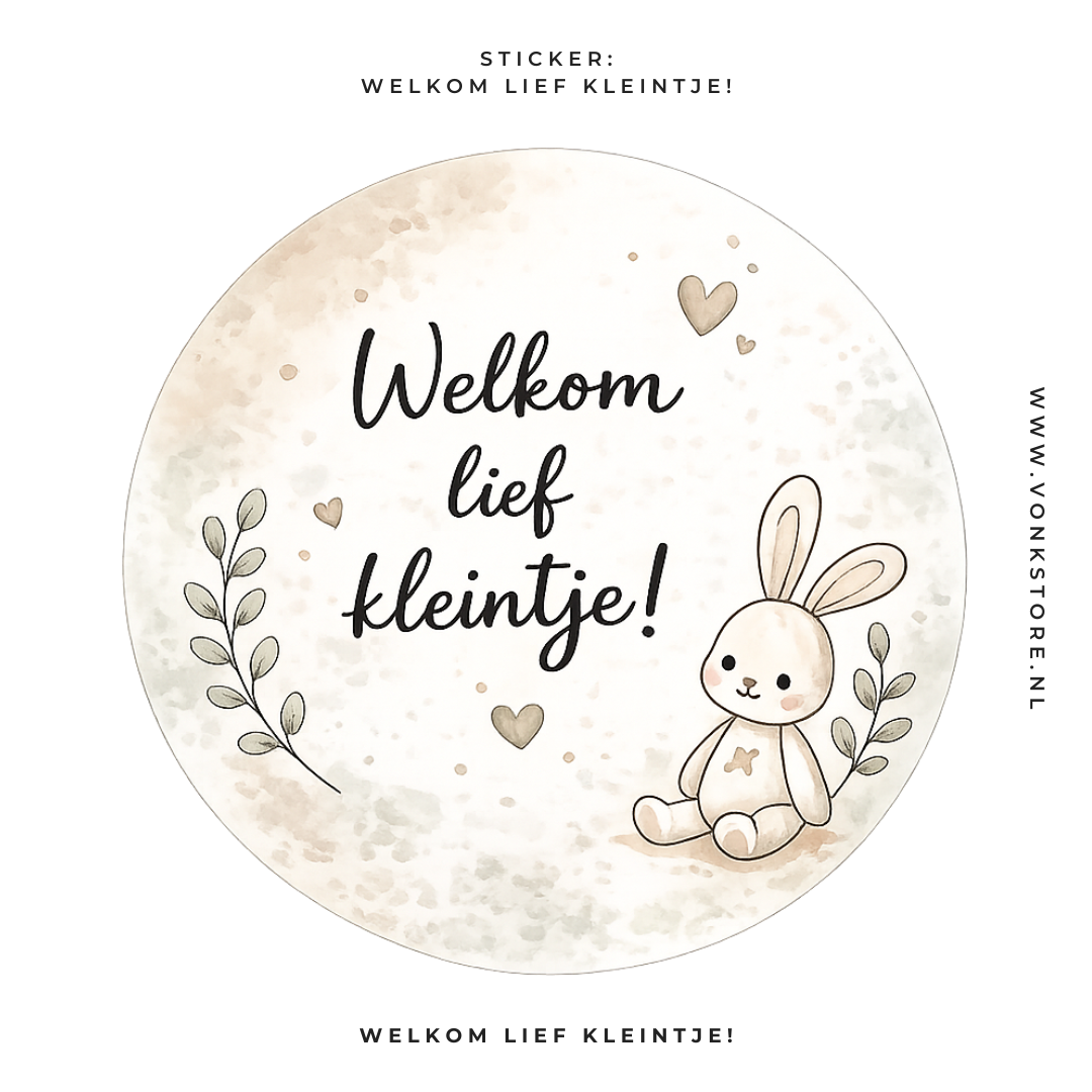 Traktatiesticker 'Welkom lief kleintje!' | Ø 35 mm
