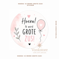 Traktatiesticker 'Hoera! Ik word Grote Zus' | Ø 35 mm