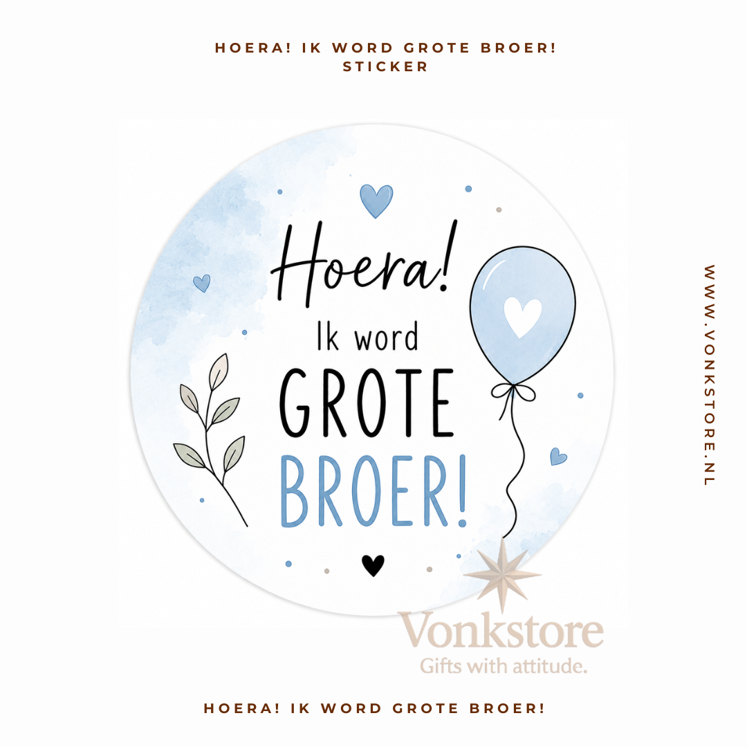 Traktatiesticker 'Hoera! Ik word Grote Broer' | Ø 35 mm