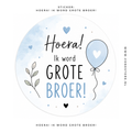 Traktatiesticker 'Hoera! Ik word Grote Broer' | Ø 35 mm
