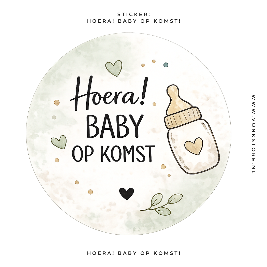 Traktatiesticker 'Hoera! Baby op komst' | Ø 35 mm
