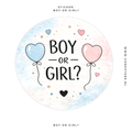 Traktatiesticker Gender Reveal – 'Boy or Girl' | Ø 35 mm