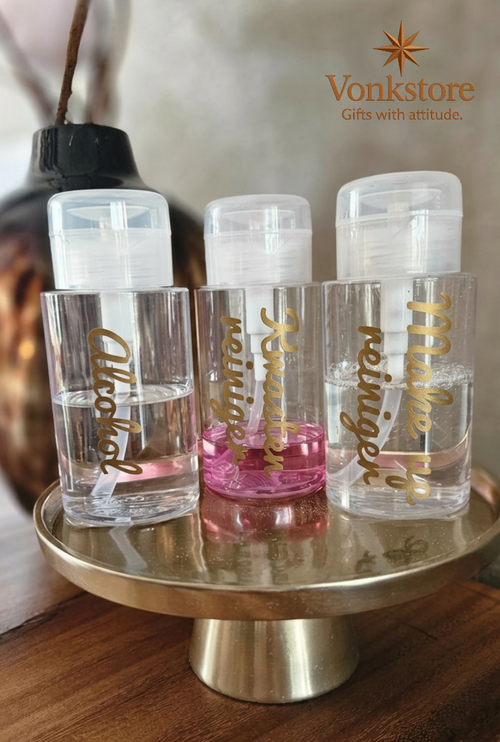 Handgemaakte Pompdispenser met Naamsticker