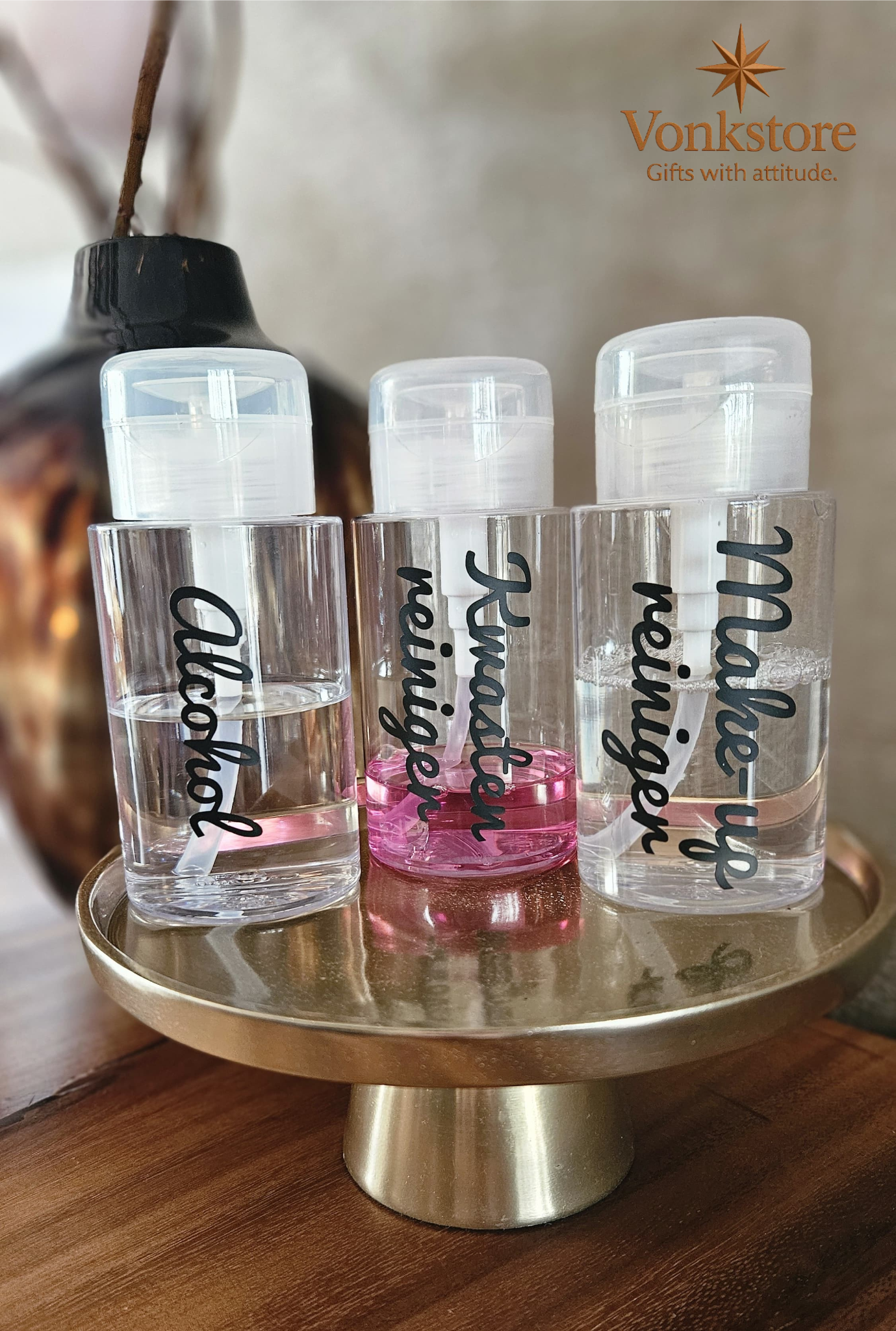 Handgemaakte Pompdispenser met Naamsticker