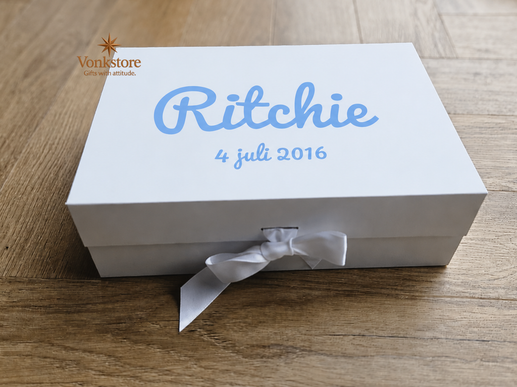 Gepersonaliseerde Baby Memorybox met Naam | Bewaarbox voor Babyherinneringen