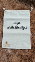 Katoenen bewaarzakje "Mijn eerste kleertjes"