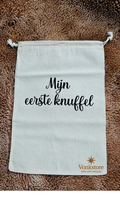 Katoenen bewaarzakje "Mijn eerste knuffel"