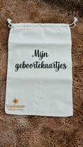 Katoenen bewaarzakje "Mijn geboortekaartjes"