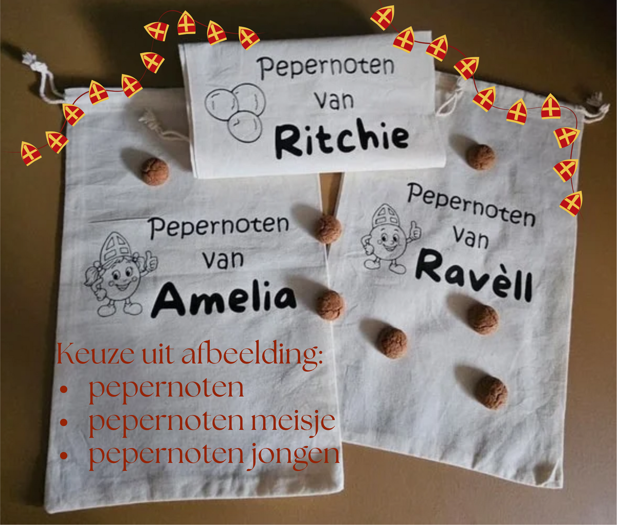 Pepernotenzakje met Naam & Afbeelding | Gepersonaliseerd