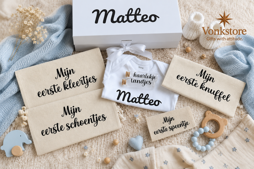 Complete Gepersonaliseerde Baby Memorybox met Naam | Inclusief Herinneringsset