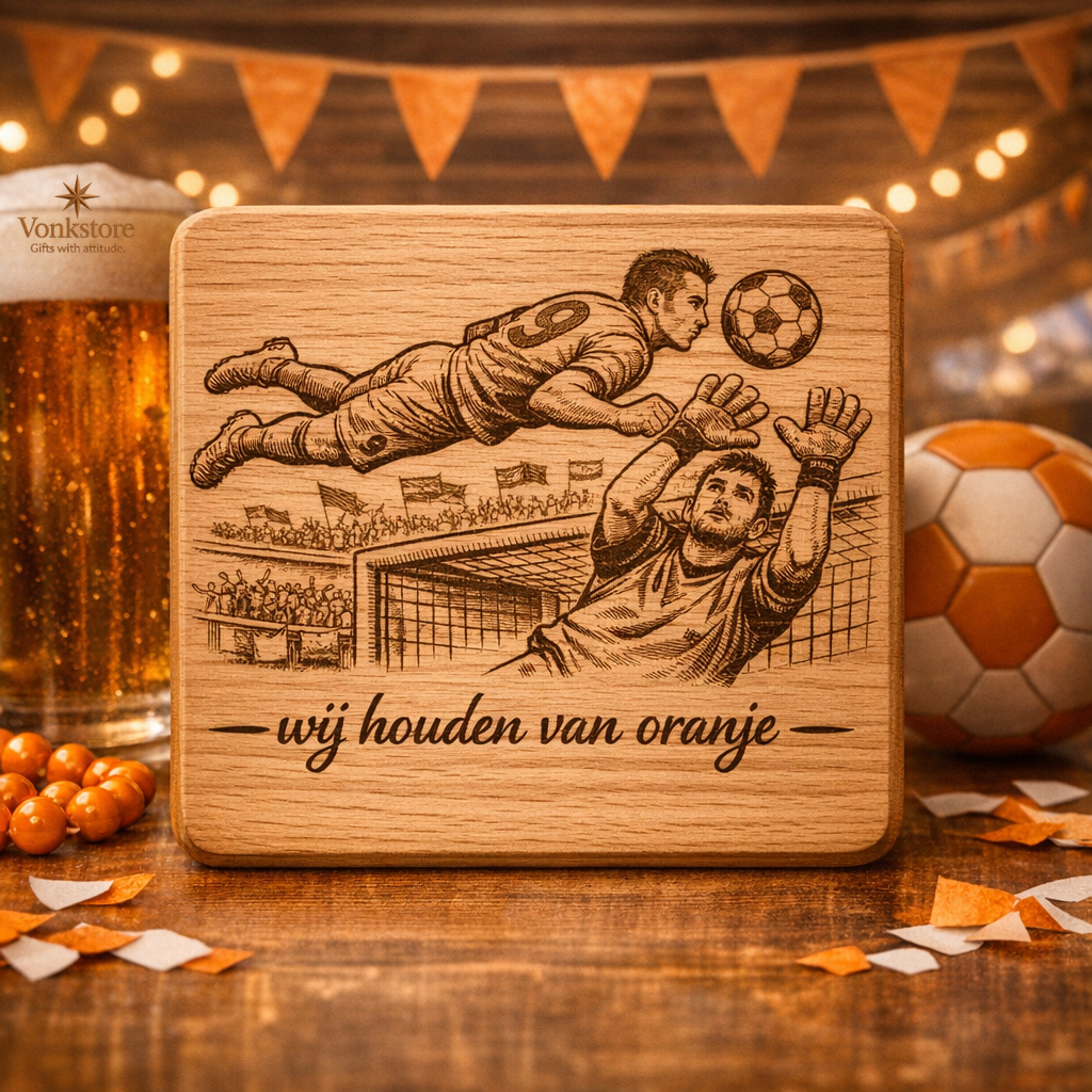 WK 2026 Houten Onderzetters vierkant met Lasergravure – (SET van 5)